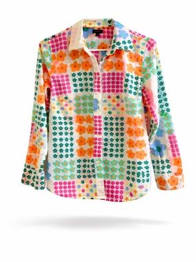 Talbots Classic Lightweight Cotton Shirt - Graphic Flower Dots | Size Small